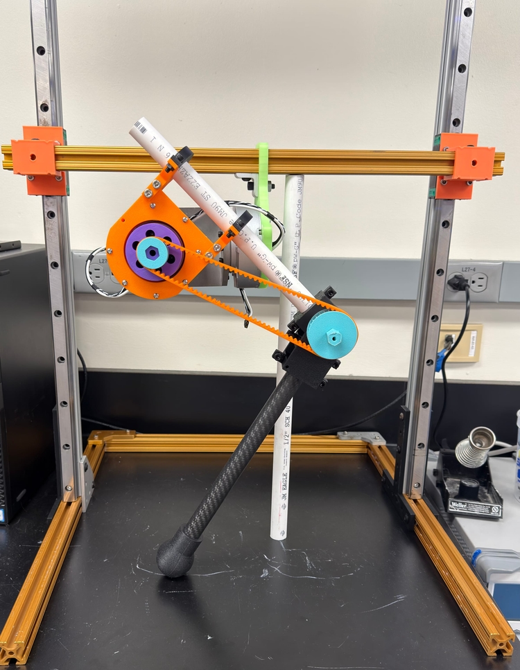 The leg test stand assembled on a linear slide.